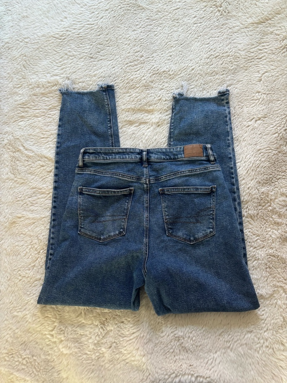 AEO High Rise Distressed Dyed Wash Denim Mom Jeans